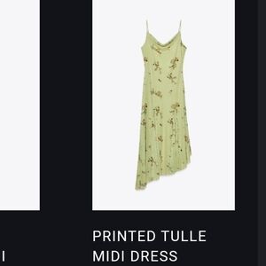 Zara Sage Green Floral Midi Dress